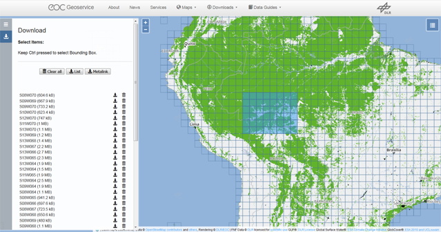 Geoservice FNF Map Tiles selected by rectangle